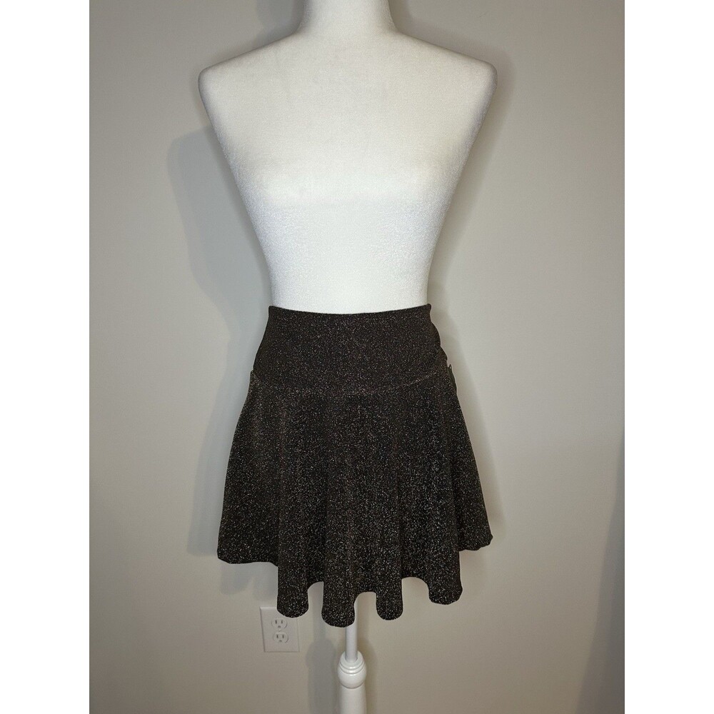 Altar’s State Mini Skirt Black Metallic Gold Shimmer Sz Large NWT #1390